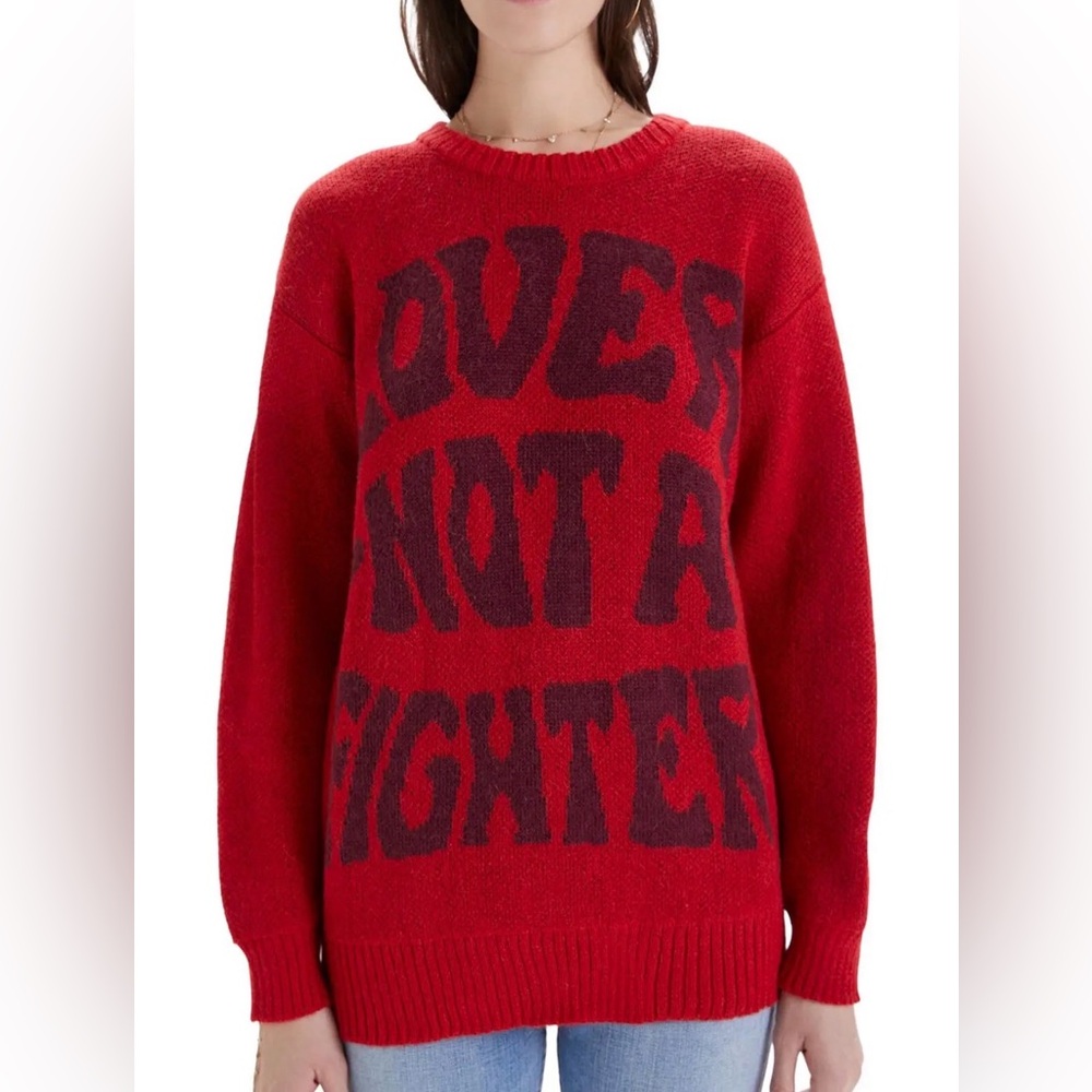NWT MOTHER Red Graphic Sweater